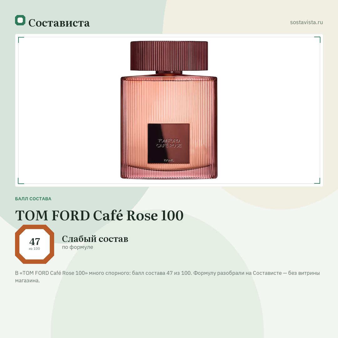TOM FORD Café Rose 100: балл состава 47 из 100 — Состависта