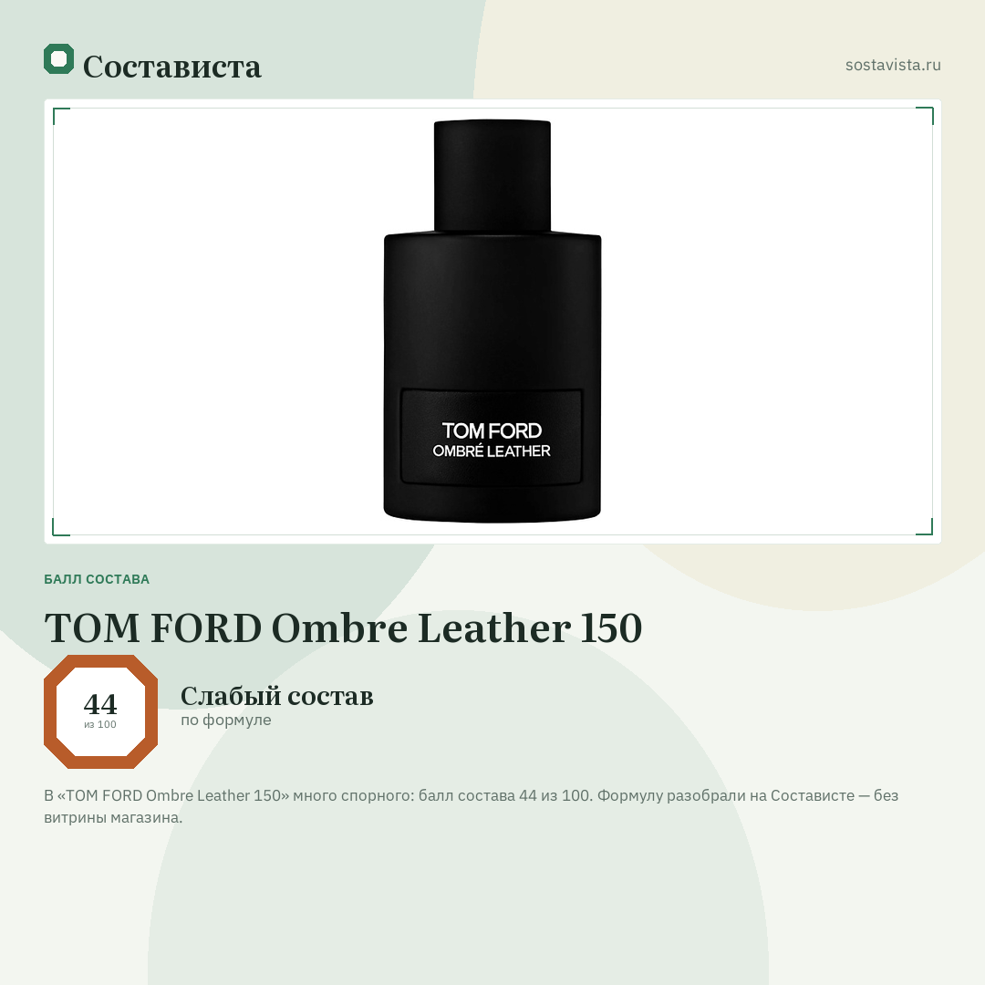 TOM FORD Ombre Leather 150: балл состава 44 из 100 — Состависта