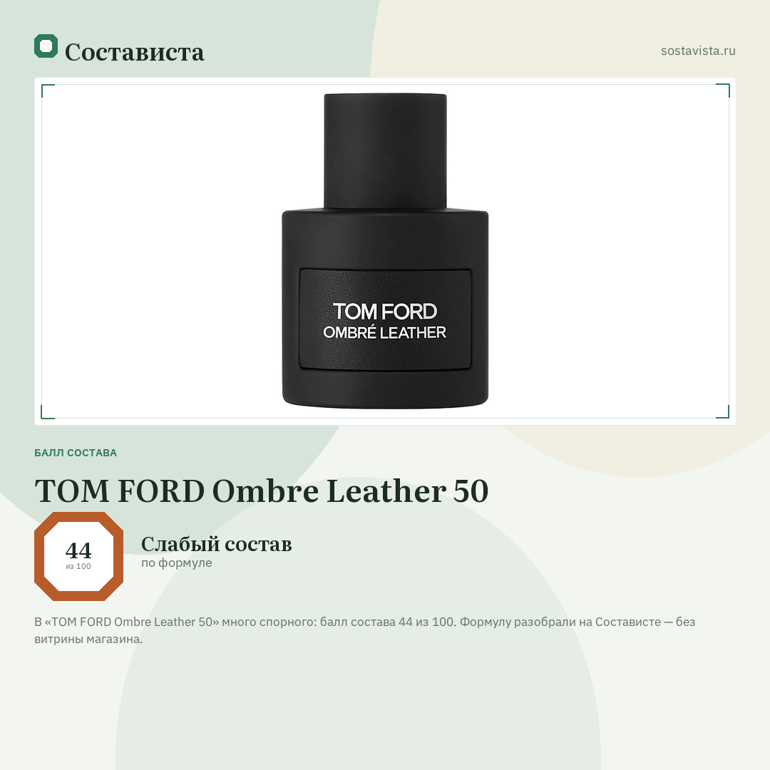 TOM FORD Ombre Leather 50: балл состава 44 из 100 — Состависта