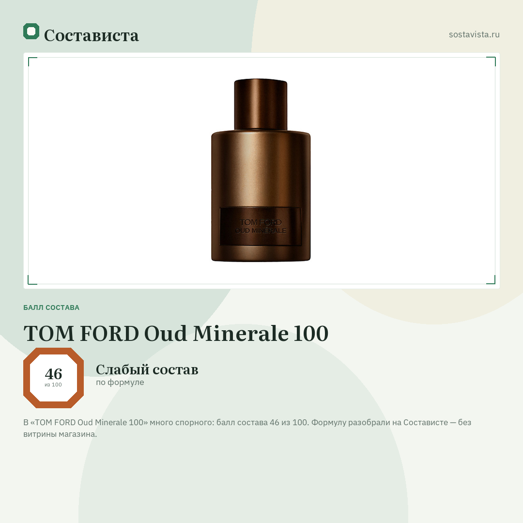 TOM FORD Oud Minerale 100: балл состава 46 из 100 — Состависта