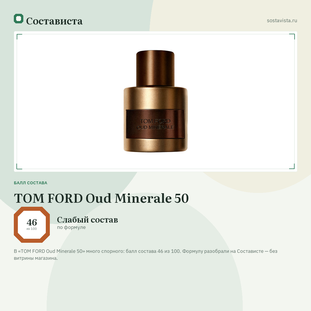 TOM FORD Oud Minerale 50: балл состава 46 из 100 — Состависта