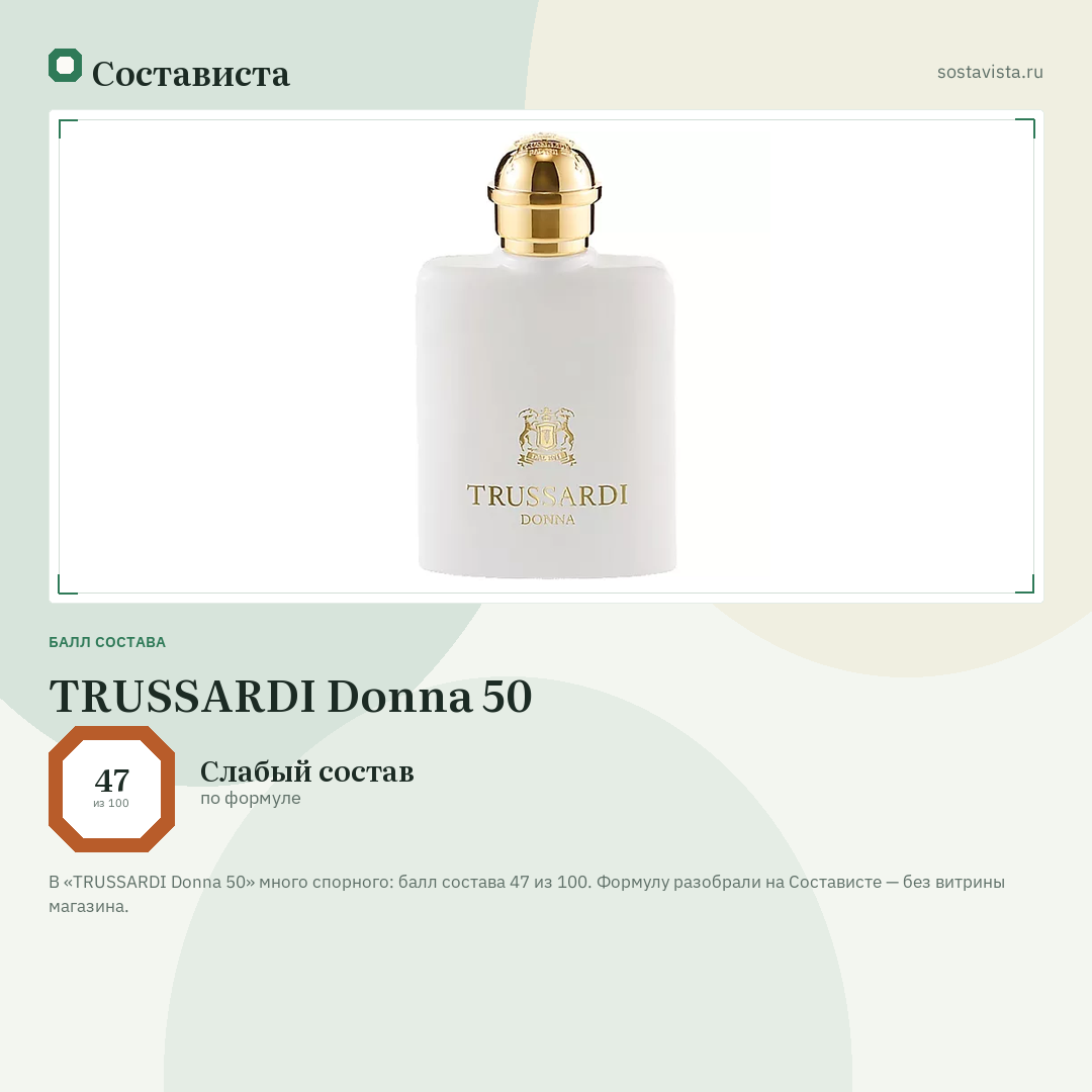 TRUSSARDI Donna 50: балл состава 47 из 100 — Состависта
