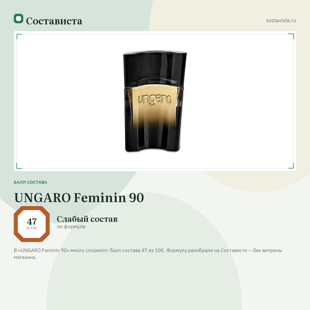 UNGARO Feminin 90: балл состава 47 из 100 — Состависта