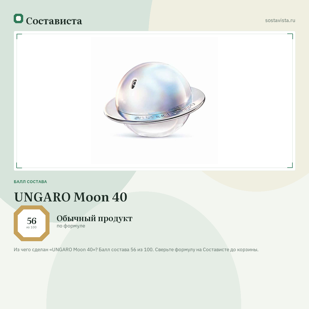 UNGARO Moon 40: балл состава 56 из 100 — Состависта