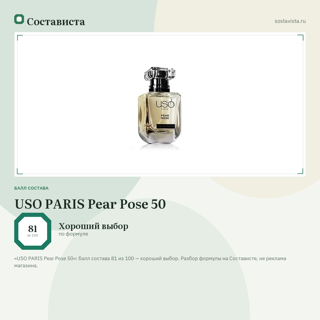 USO PARIS Pear Pose 50: балл состава 81 из 100 — Состависта
