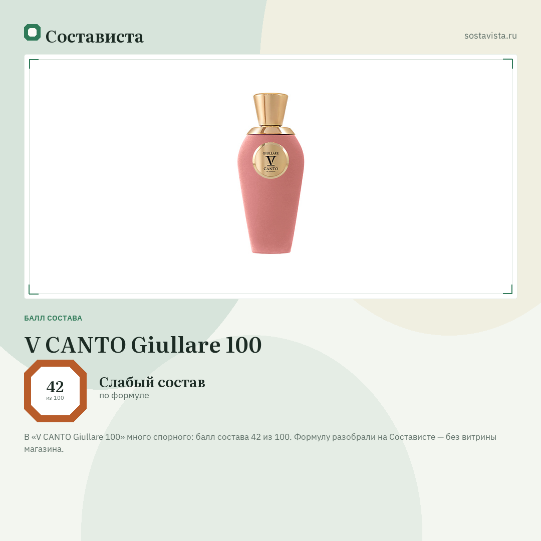 V CANTO Giullare 100: балл состава 42 из 100 — Состависта