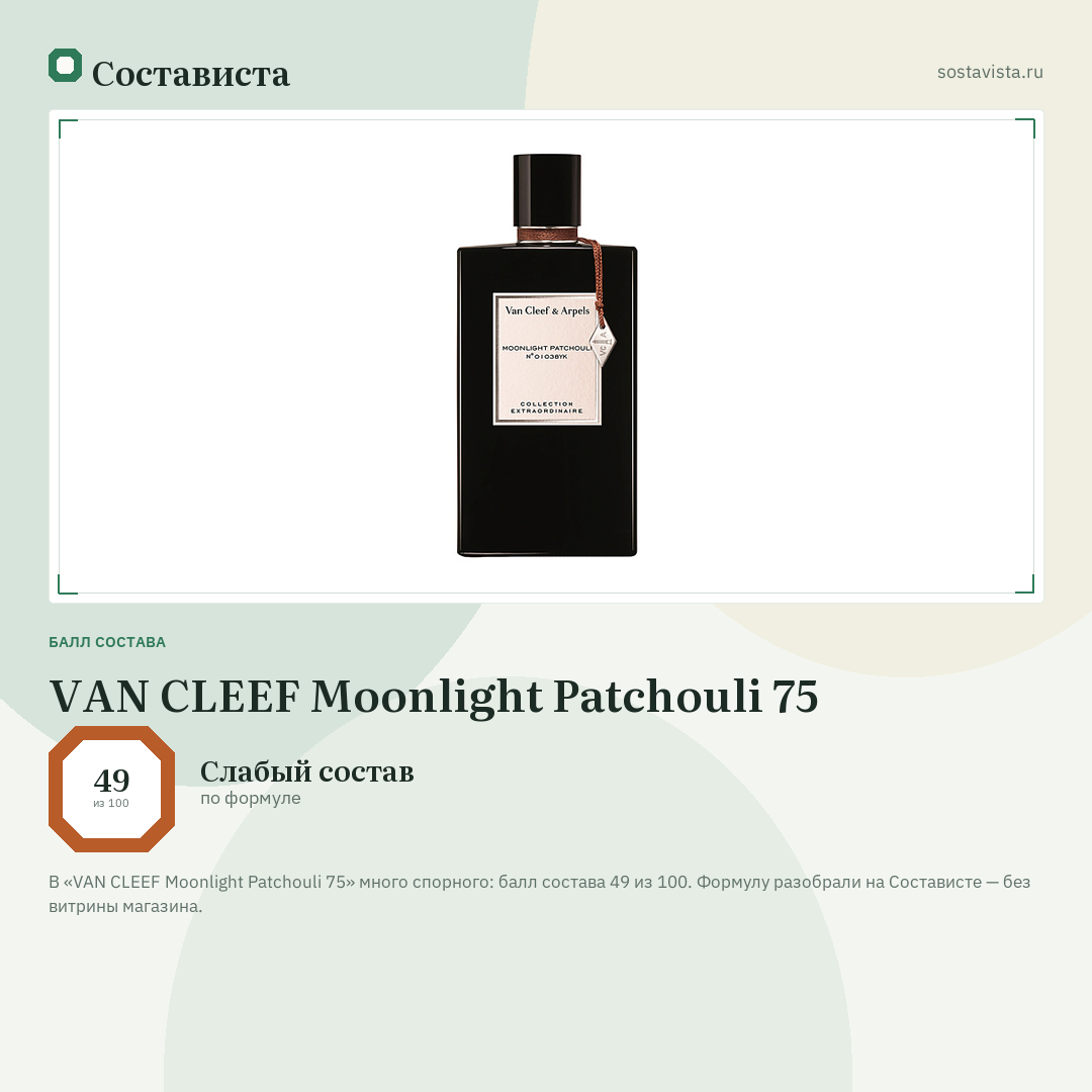 VAN CLEEF Moonlight Patchouli 75: балл состава 49 из 100 — Состависта
