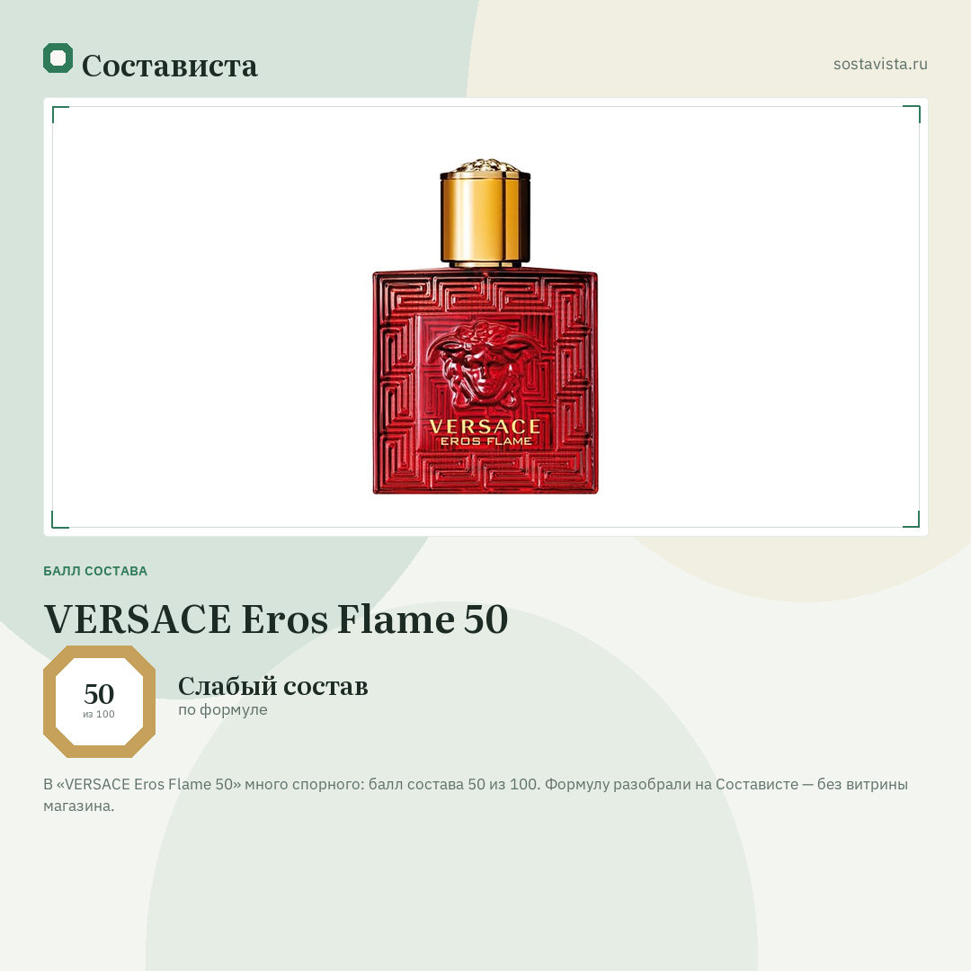 VERSACE Eros Flame 50: балл состава 50 из 100 — Состависта