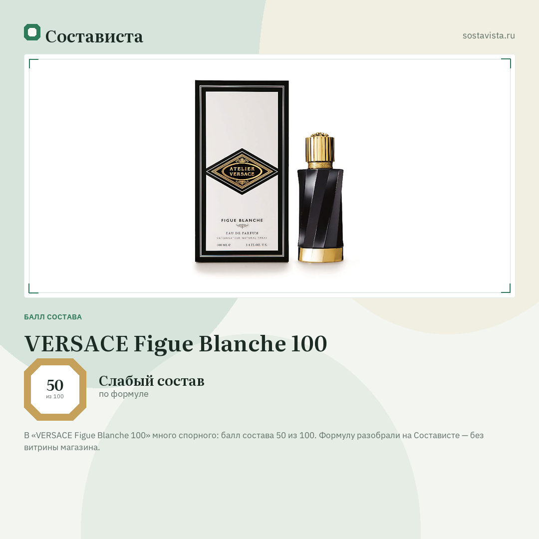 VERSACE Figue Blanche 100: балл состава 50 из 100 — Состависта