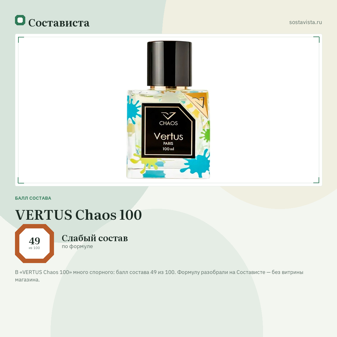 VERTUS Chaos 100: балл состава 49 из 100 — Состависта