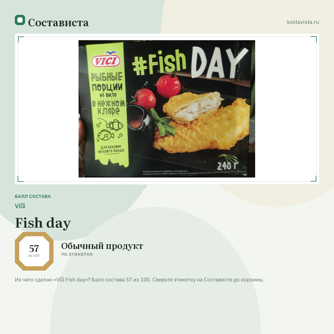 Viči Fish day: балл состава 57 из 100 — Состависта