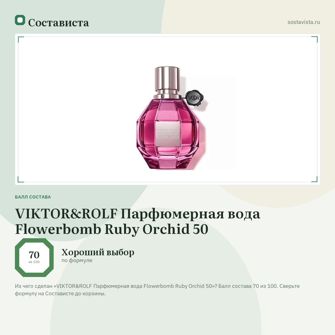 VIKTOR&ROLF Парфюмерная вода Flowerbomb Ruby Orchid 50: балл состава 70 из 100 — Состависта