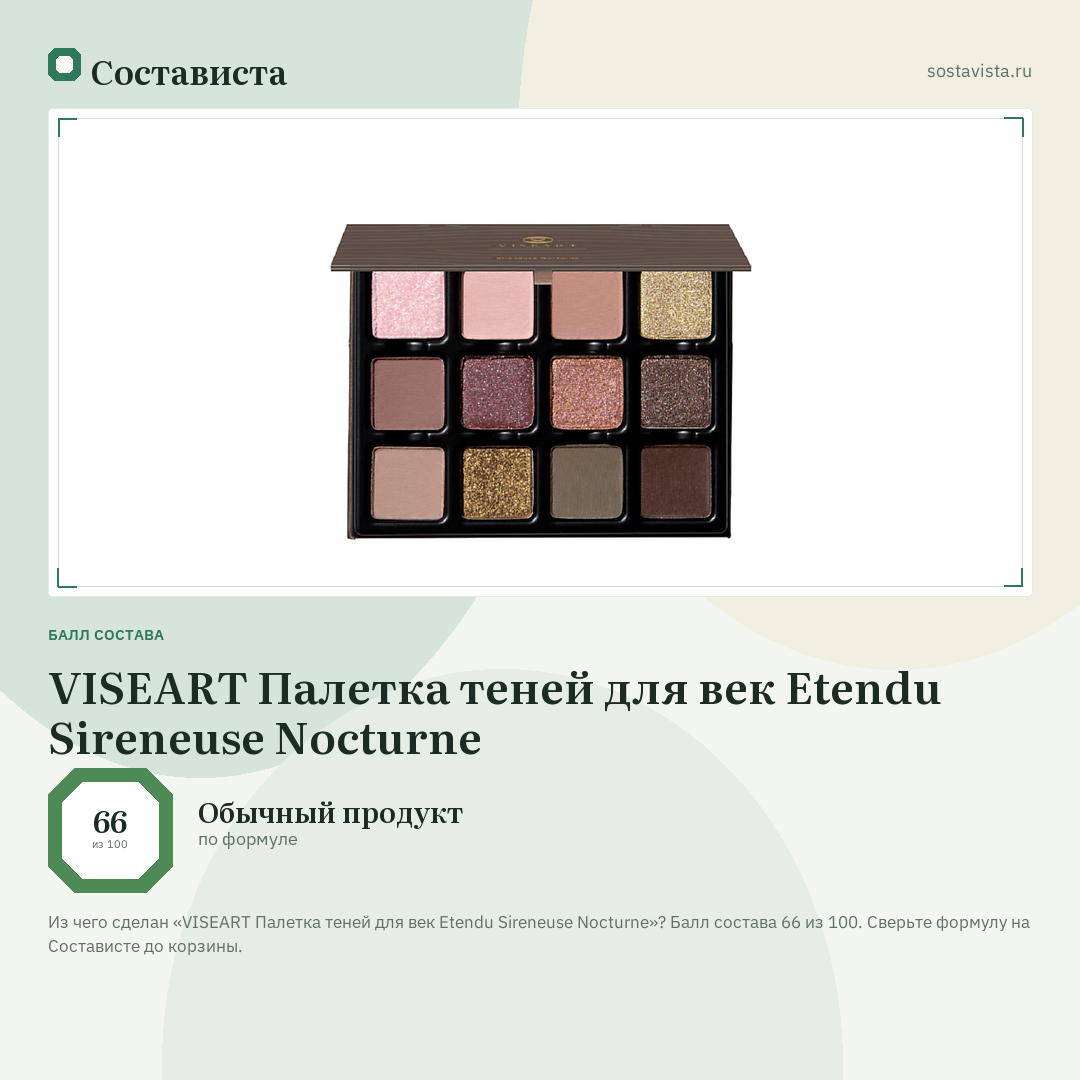 VISEART Палетка теней для век Etendu Sireneuse Nocturne: балл состава 66 из 100 — Состависта
