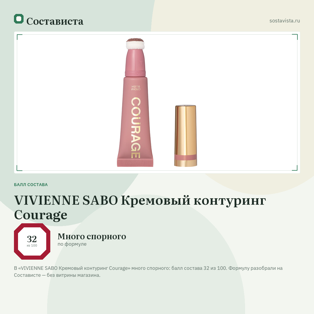 VIVIENNE SABO Кремовый контуринг Courage: балл состава 32 из 100 — Состависта