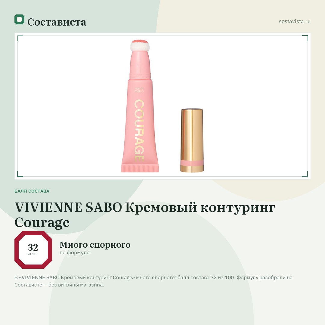 VIVIENNE SABO Кремовый контуринг Courage: балл состава 32 из 100 — Состависта