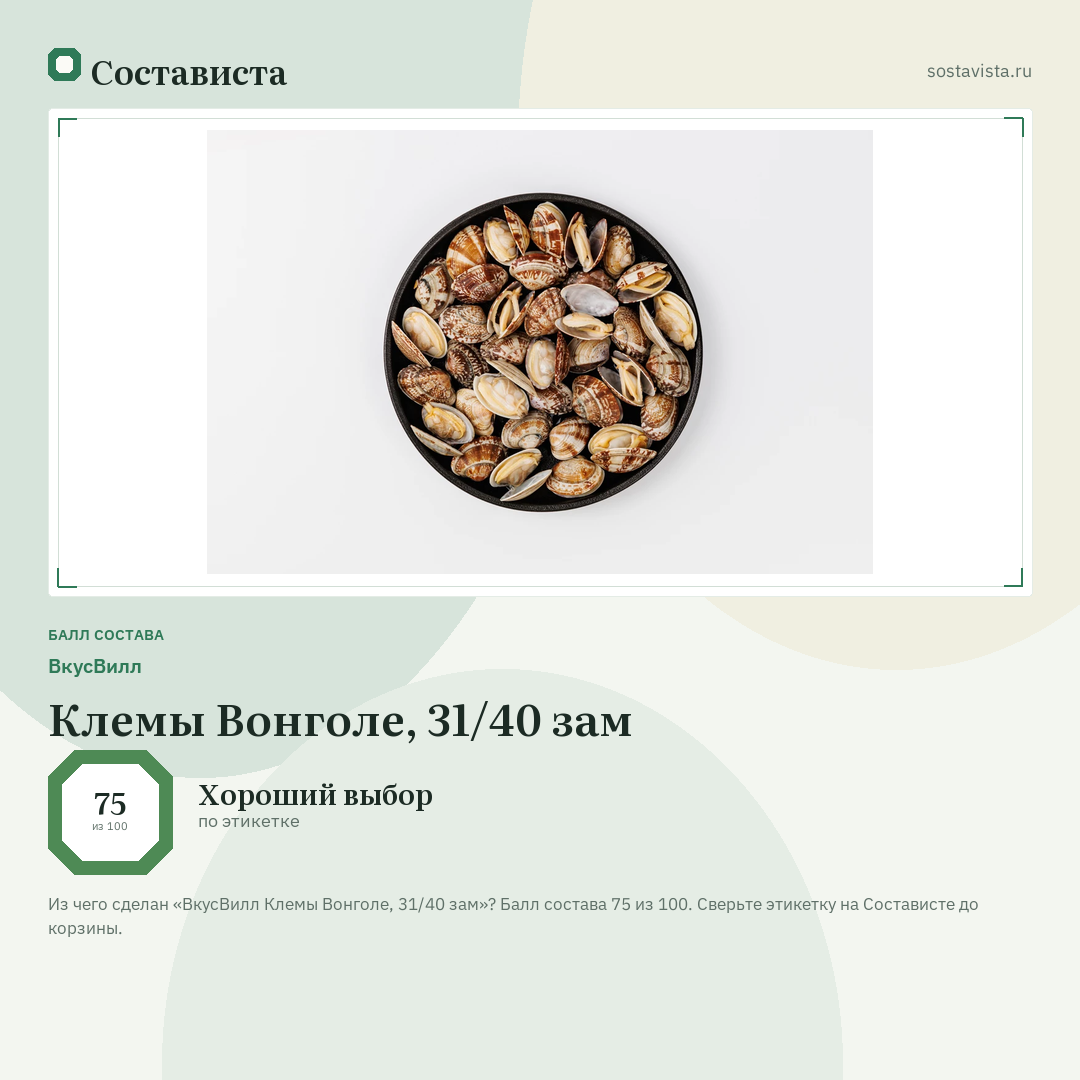 ВкусВилл Клемы Вонголе, 31/40 зам: балл состава 75 из 100 — Состависта