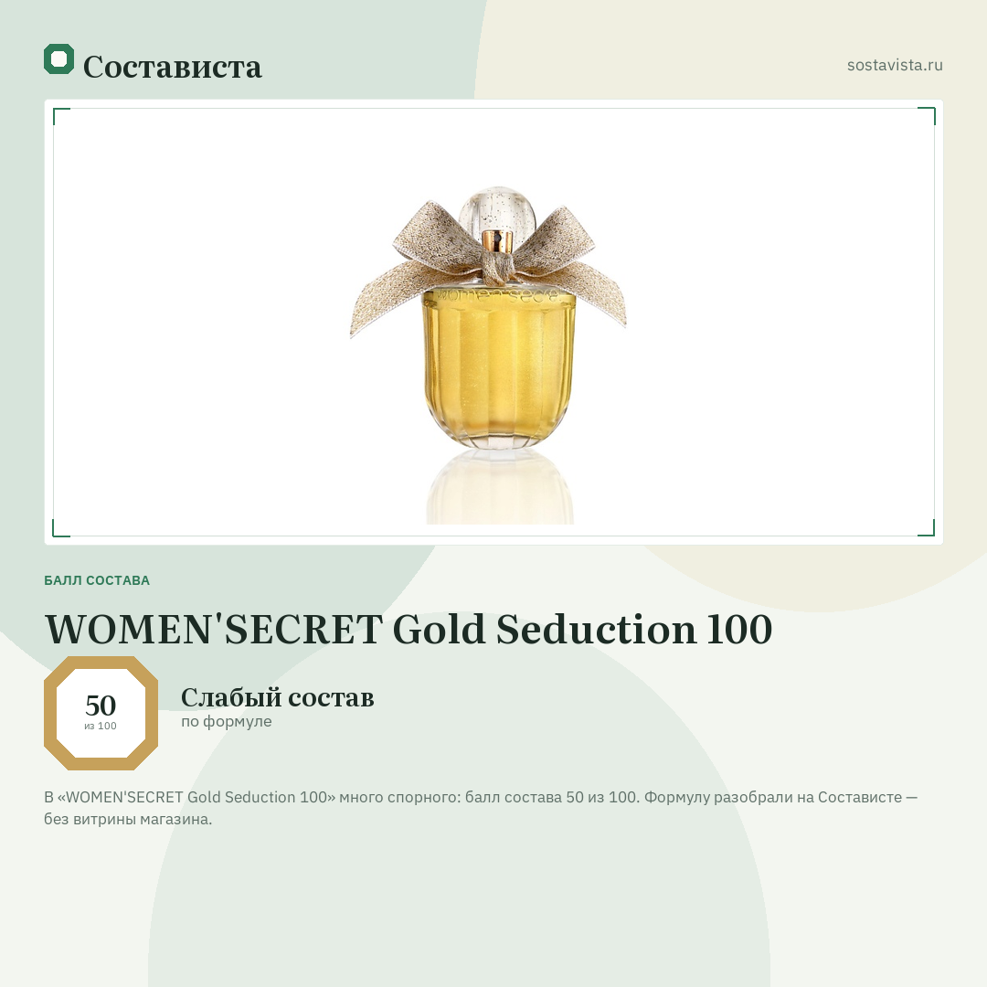 WOMEN'SECRET Gold Seduction 100: балл состава 50 из 100 — Состависта
