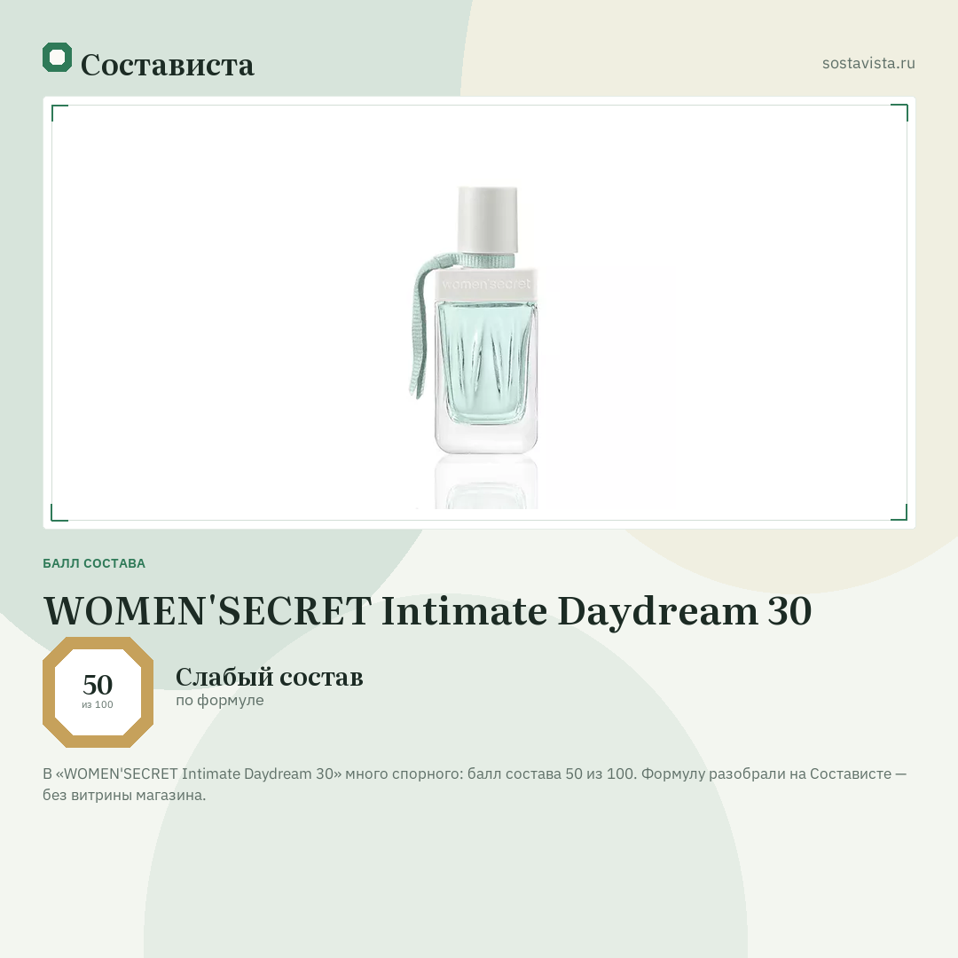 WOMEN'SECRET Intimate Daydream 30: балл состава 50 из 100 — Состависта