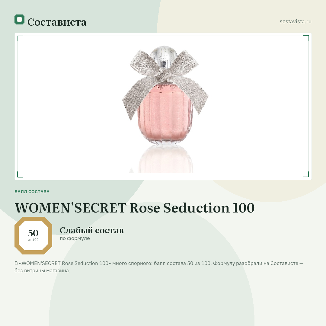 WOMEN'SECRET Rose Seduction 100: балл состава 50 из 100 — Состависта