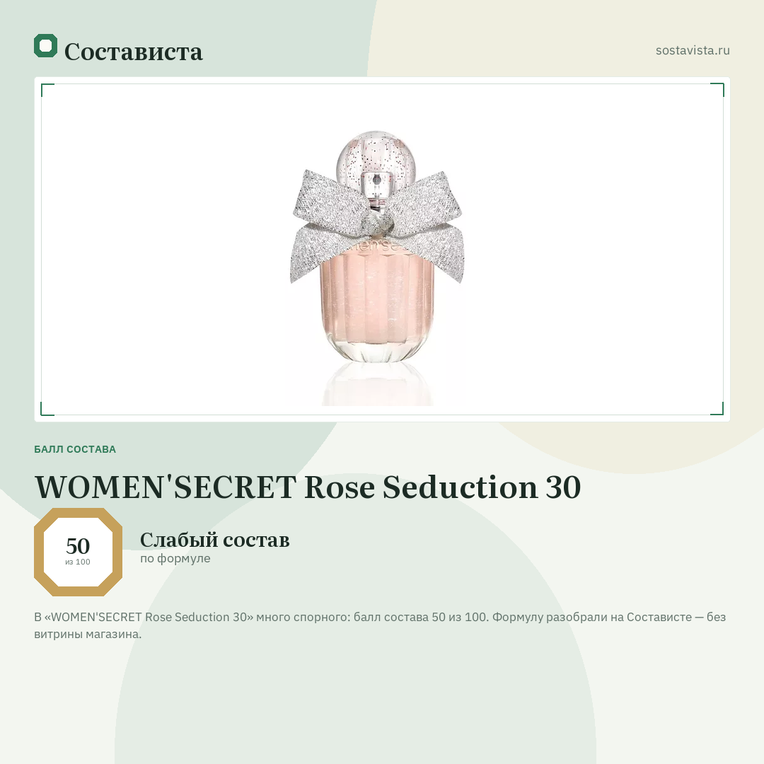 WOMEN'SECRET Rose Seduction 30: балл состава 50 из 100 — Состависта