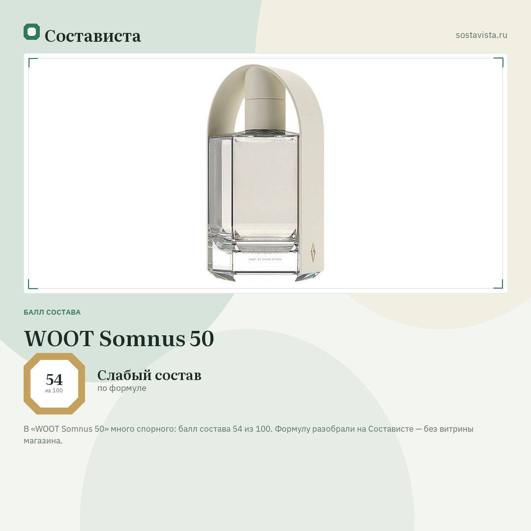 WOOT Somnus 50: балл состава 54 из 100 — Состависта
