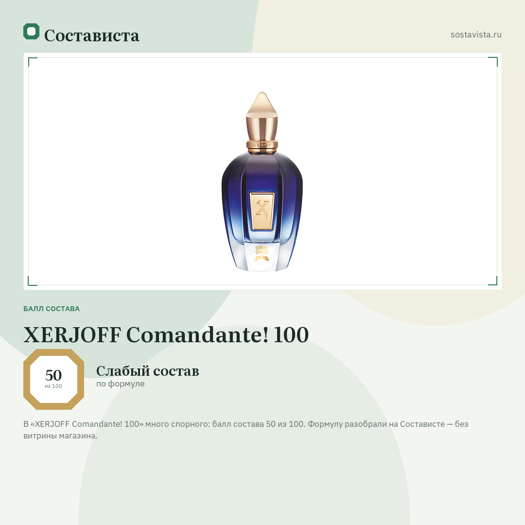 XERJOFF Comandante! 100: балл состава 50 из 100 — Состависта