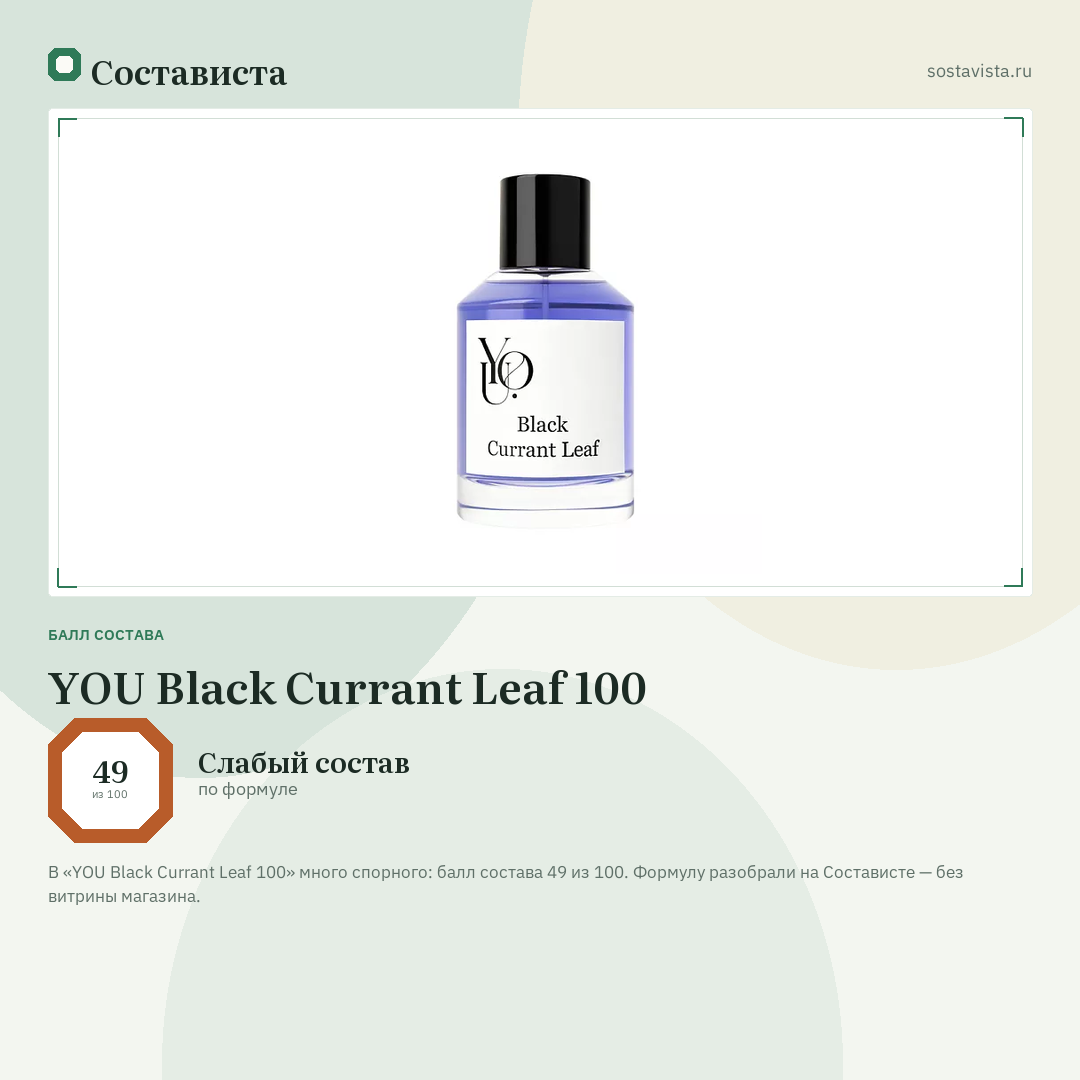 YOU Black Currant Leaf 100: балл состава 49 из 100 — Состависта