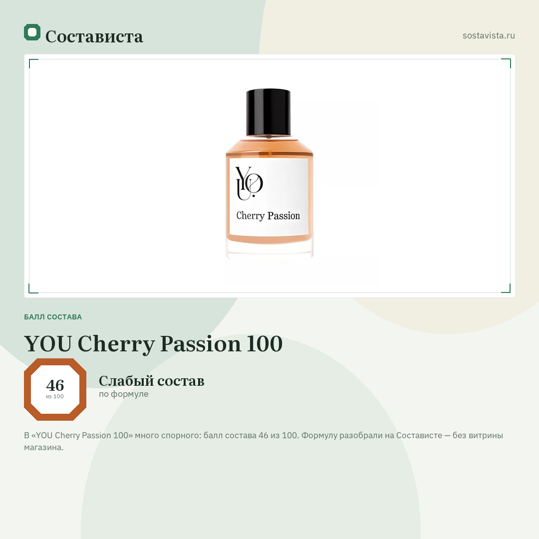 YOU Cherry Passion 100: балл состава 46 из 100 — Состависта