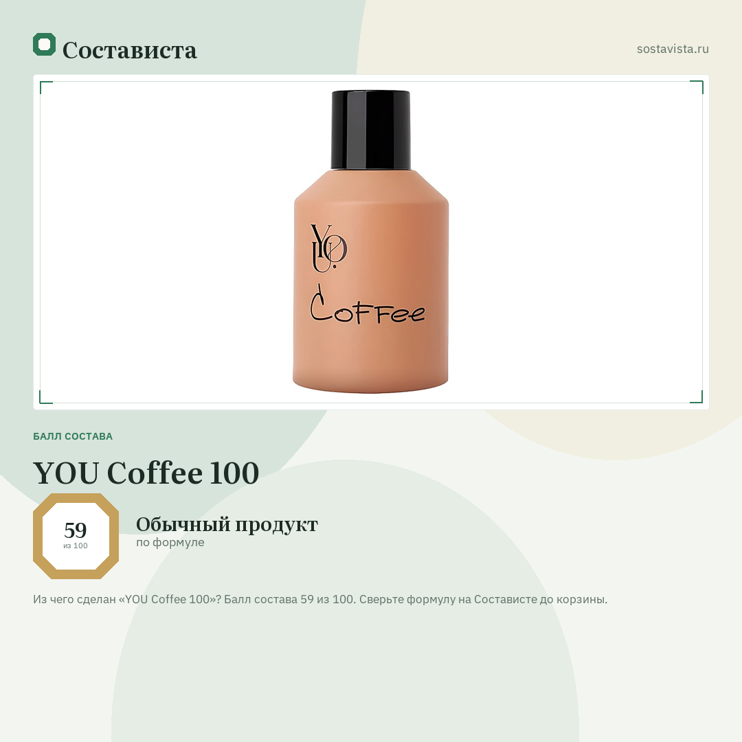 YOU Сoffee 100: балл состава 59 из 100 — Состависта