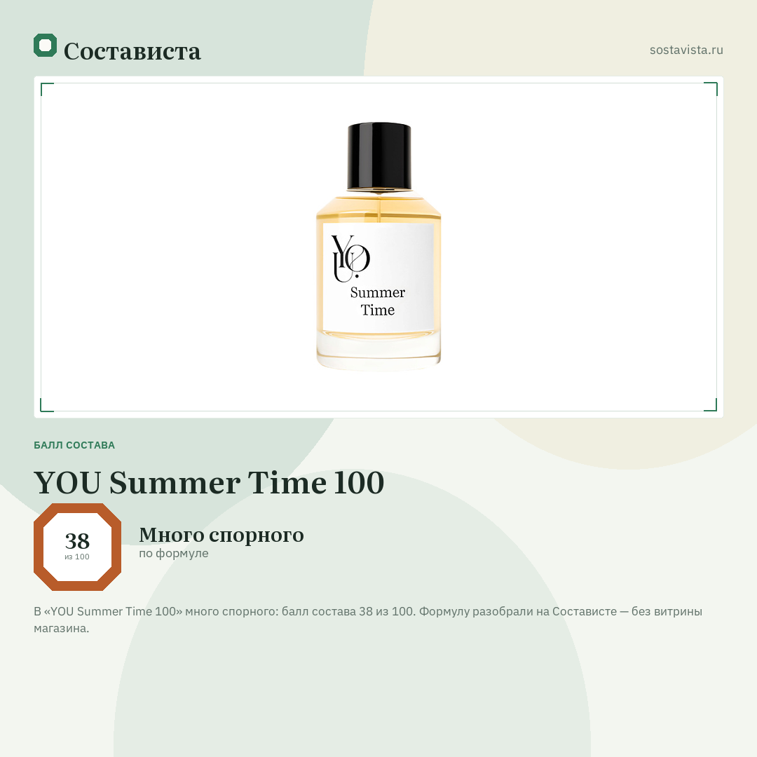 YOU Summer Time 100: балл состава 38 из 100 — Состависта