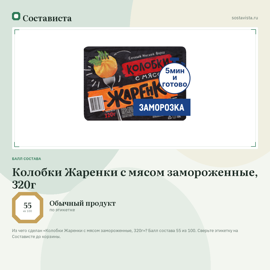 Колобки Жаренки с мясом замороженные, 320г: балл состава 55 из 100 — Состависта